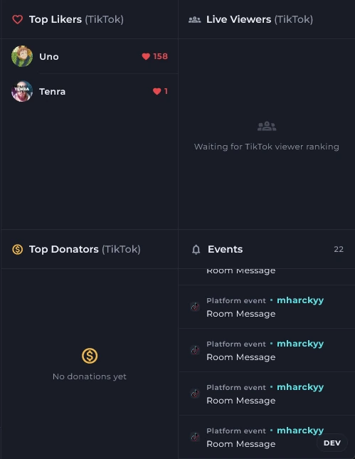 Live activity panels in Hibiki